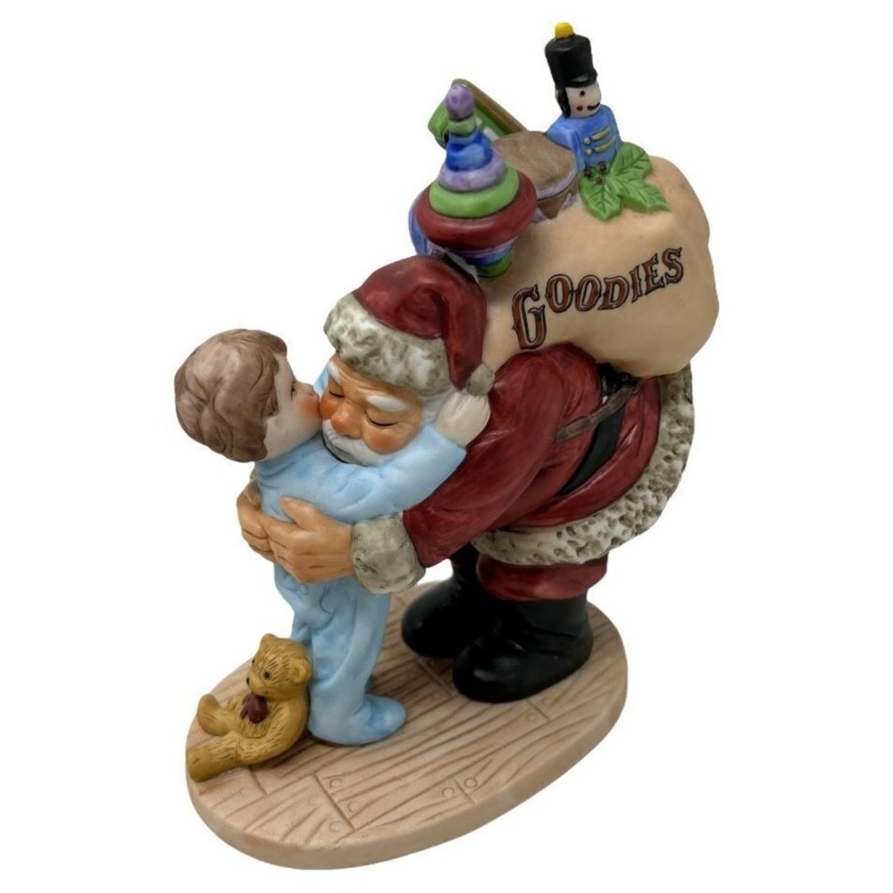 Vintage Willitts Santa Figurine Child Teddy Bear Goodie‎ Bag 5444 1980s